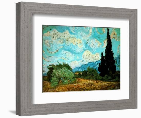 Wheat Field with Cypresses, 1889-Vincent van Gogh-Framed Giclee Print