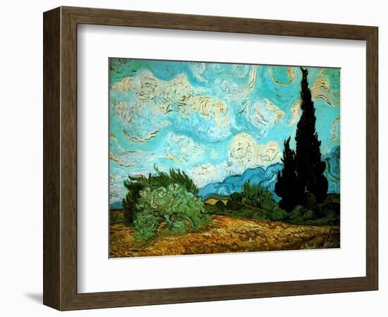 Wheat Field with Cypresses, 1889-Vincent van Gogh-Framed Giclee Print