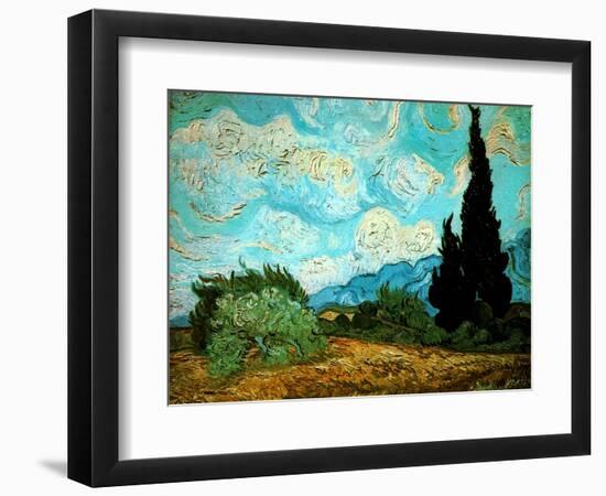 Wheat Field with Cypresses, 1889-Vincent van Gogh-Framed Giclee Print