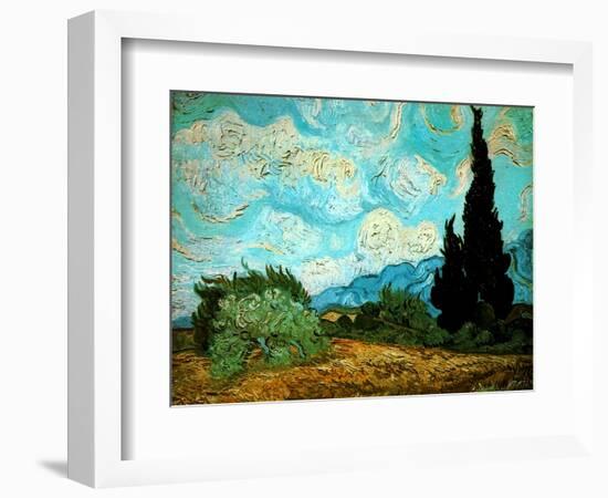 Wheat Field with Cypresses, 1889-Vincent van Gogh-Framed Giclee Print