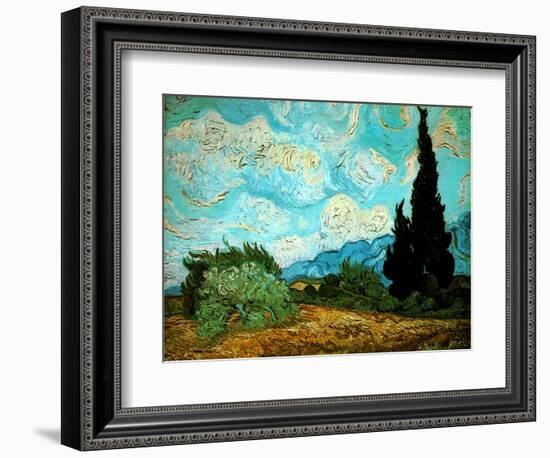 Wheat Field with Cypresses, 1889-Vincent van Gogh-Framed Giclee Print