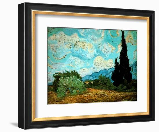 Wheat Field with Cypresses, 1889-Vincent van Gogh-Framed Giclee Print