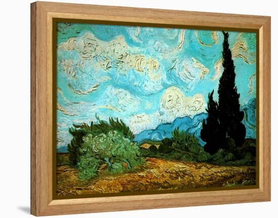 Wheat Field with Cypresses, 1889-Vincent van Gogh-Framed Premier Image Canvas