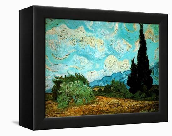 Wheat Field with Cypresses, 1889-Vincent van Gogh-Framed Premier Image Canvas