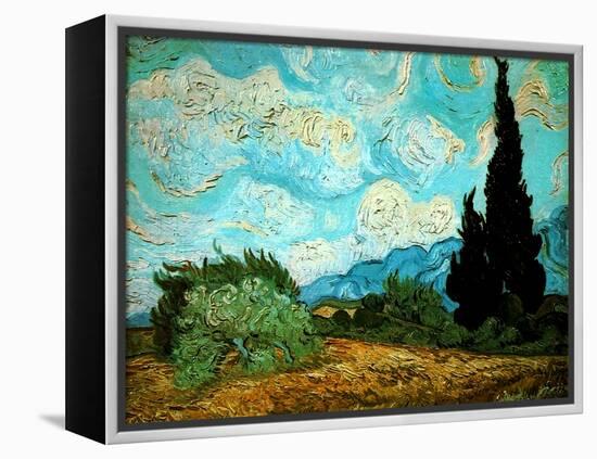 Wheat Field with Cypresses, 1889-Vincent van Gogh-Framed Premier Image Canvas