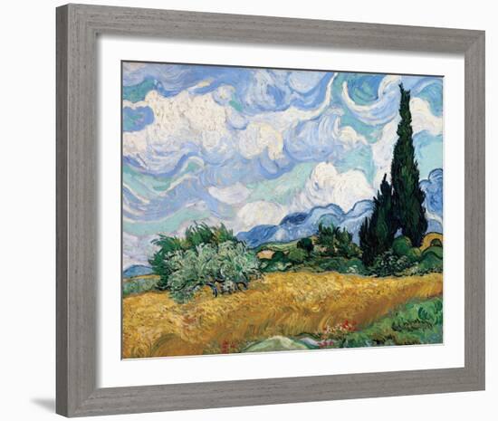 Wheat Field with Cypresses, July 1889-Vincent Van Gogh-Framed Giclee Print