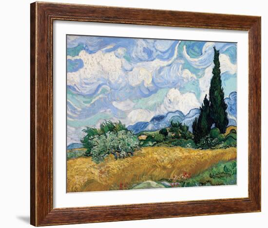 Wheat Field with Cypresses, July 1889-Vincent Van Gogh-Framed Giclee Print