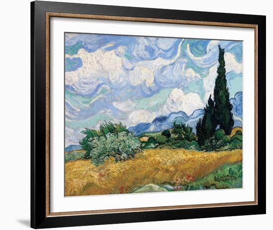 Wheat Field with Cypresses, July 1889-Vincent Van Gogh-Framed Giclee Print