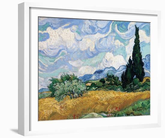 Wheat Field with Cypresses, July 1889-Vincent Van Gogh-Framed Giclee Print