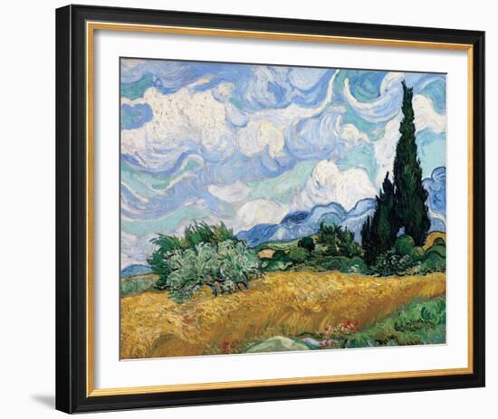 Wheat Field with Cypresses, July 1889-Vincent Van Gogh-Framed Giclee Print
