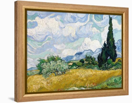 Wheat Field with Cypresses-Vincent van Gogh-Framed Premier Image Canvas