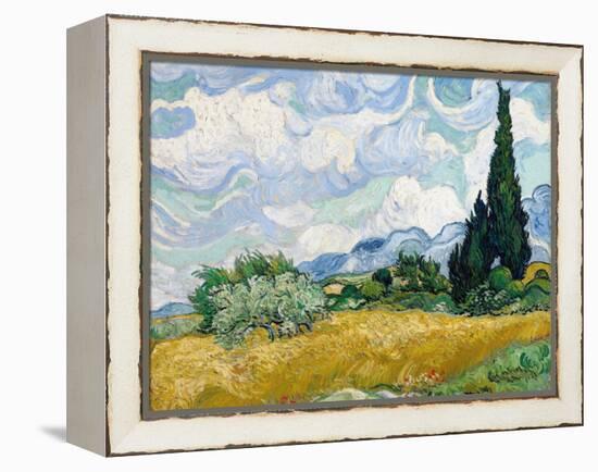 Wheat Field with Cypresses-Vincent van Gogh-Framed Premier Image Canvas