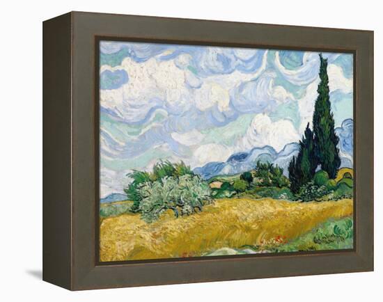 Wheat Field with Cypresses-Vincent van Gogh-Framed Premier Image Canvas