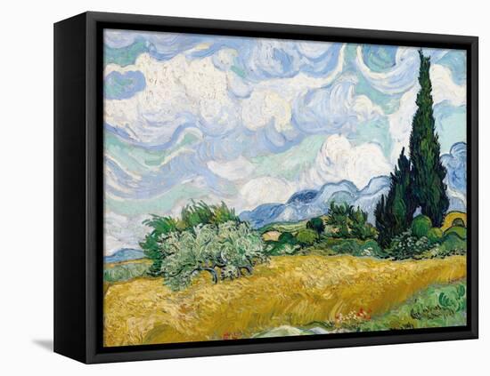 Wheat Field with Cypresses-Vincent van Gogh-Framed Premier Image Canvas