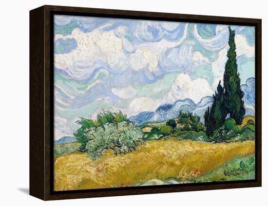 Wheat Field with Cypresses-Vincent van Gogh-Framed Premier Image Canvas