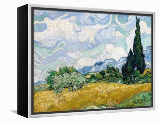 Wheat Field with Cypresses-Vincent van Gogh-Framed Premier Image Canvas