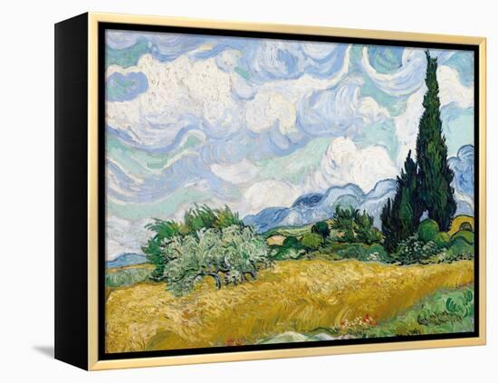 Wheat Field with Cypresses-Vincent van Gogh-Framed Premier Image Canvas