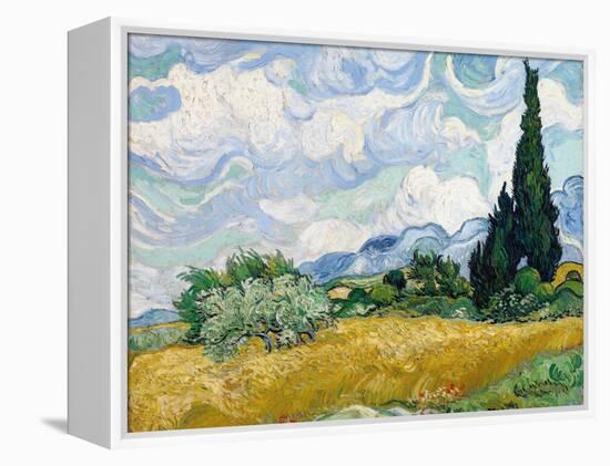Wheat Field with Cypresses-Vincent van Gogh-Framed Premier Image Canvas