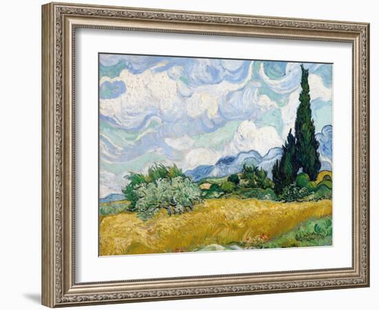 Wheat Field with Cypresses-Vincent van Gogh-Framed Premium Giclee Print