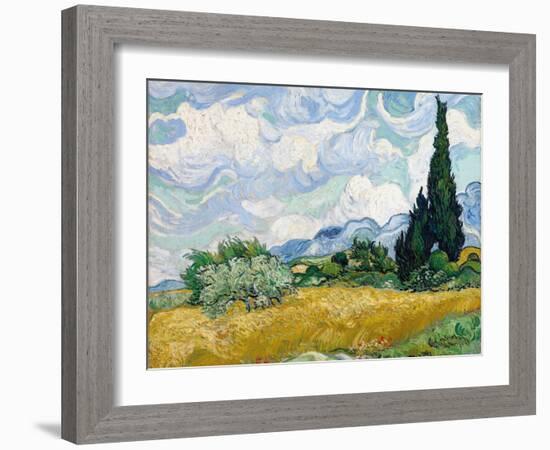 Wheat Field with Cypresses-Vincent van Gogh-Framed Premium Giclee Print