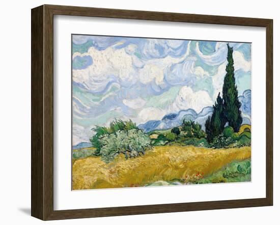 Wheat Field with Cypresses-Vincent van Gogh-Framed Premium Giclee Print