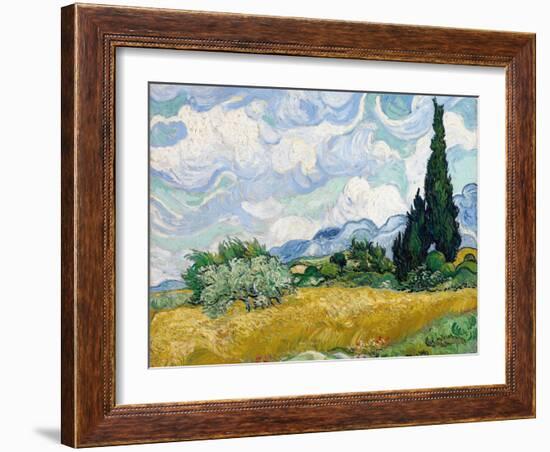 Wheat Field with Cypresses-Vincent van Gogh-Framed Premium Giclee Print