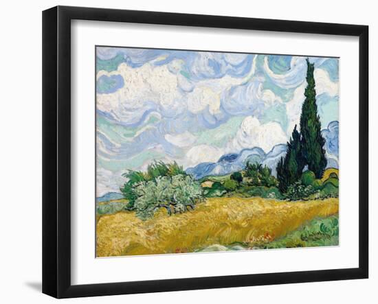 Wheat Field with Cypresses-Vincent van Gogh-Framed Premium Giclee Print