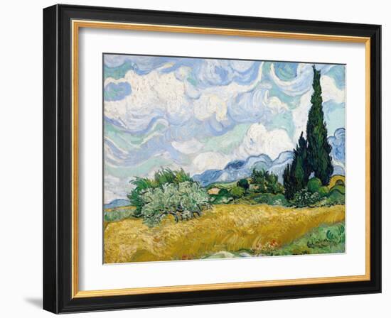 Wheat Field with Cypresses-Vincent van Gogh-Framed Premium Giclee Print