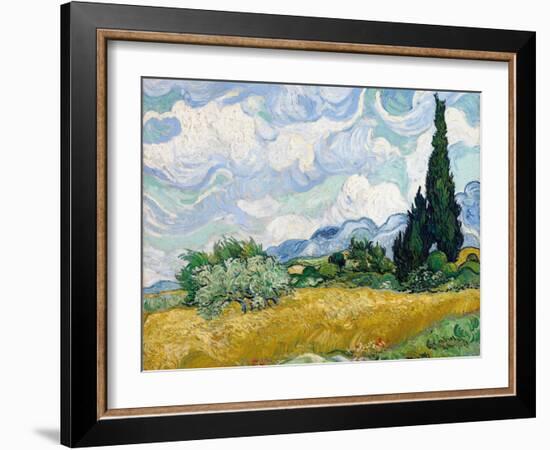 Wheat Field with Cypresses-Vincent van Gogh-Framed Giclee Print