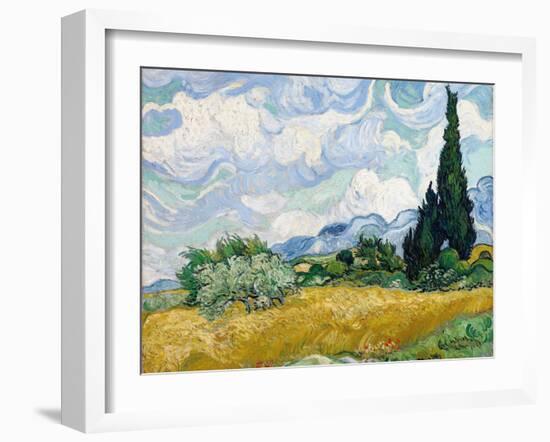 Wheat Field with Cypresses-Vincent van Gogh-Framed Giclee Print