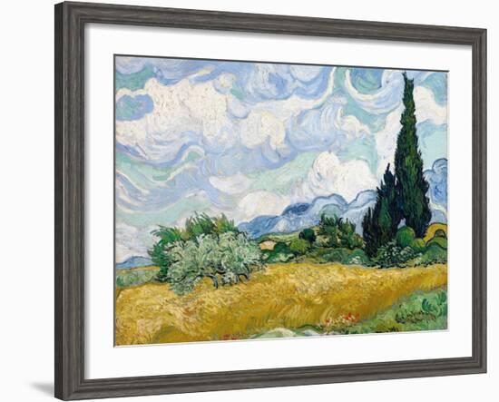 Wheat Field with Cypresses-Vincent van Gogh-Framed Giclee Print