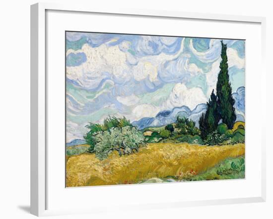 Wheat Field with Cypresses-Vincent van Gogh-Framed Giclee Print