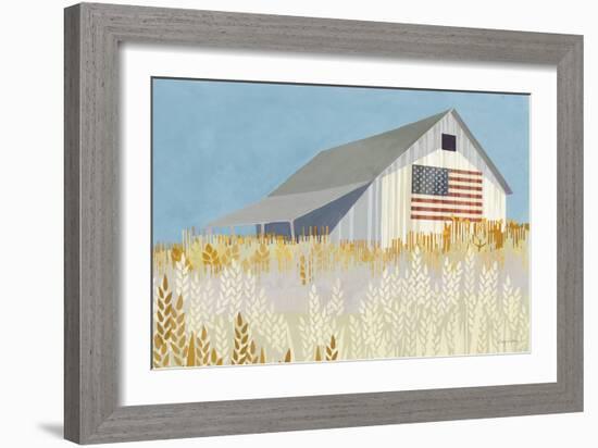 Wheat Fields Barn with Flag-Avery Tillmon-Framed Art Print