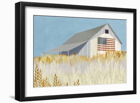 Wheat Fields Barn with Flag-Avery Tillmon-Framed Art Print