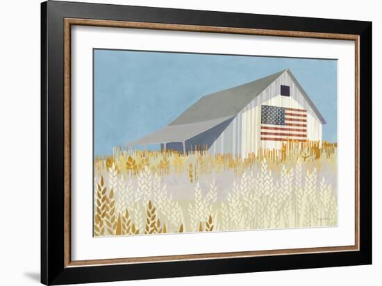 Wheat Fields Barn with Flag-Avery Tillmon-Framed Art Print