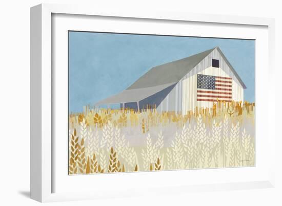 Wheat Fields Barn with Flag-Avery Tillmon-Framed Art Print