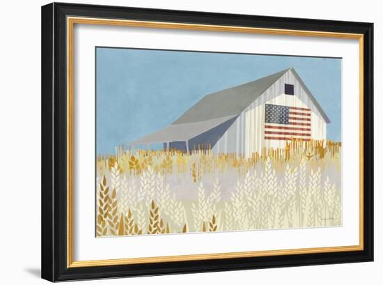 Wheat Fields Barn with Flag-Avery Tillmon-Framed Art Print