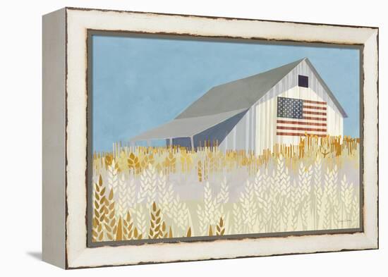 Wheat Fields Barn with Flag-Avery Tillmon-Framed Stretched Canvas