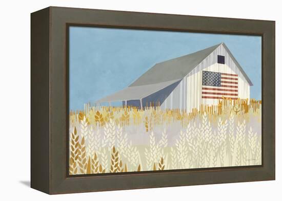 Wheat Fields Barn with Flag-Avery Tillmon-Framed Stretched Canvas