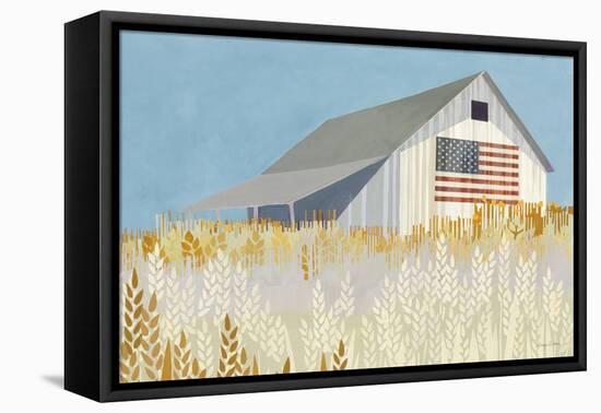 Wheat Fields Barn with Flag-Avery Tillmon-Framed Stretched Canvas