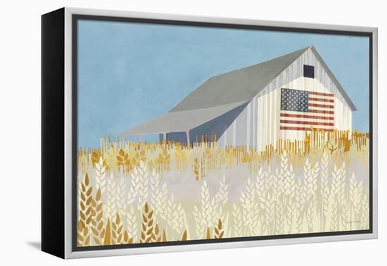 Wheat Fields Barn with Flag-Avery Tillmon-Framed Stretched Canvas