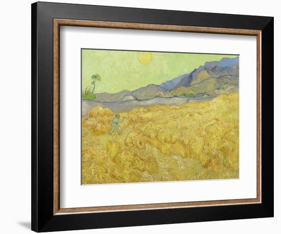 Wheat Fields with Reaper, Auvers-Vincent van Gogh-Framed Giclee Print