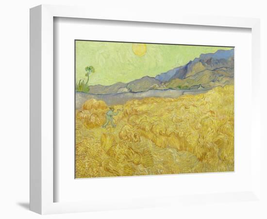 Wheat Fields with Reaper, Auvers-Vincent van Gogh-Framed Giclee Print