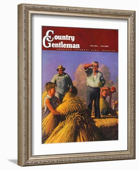 "Wheat Harvest," Country Gentleman Cover, July 1, 1943-Robert Riggs-Framed Giclee Print