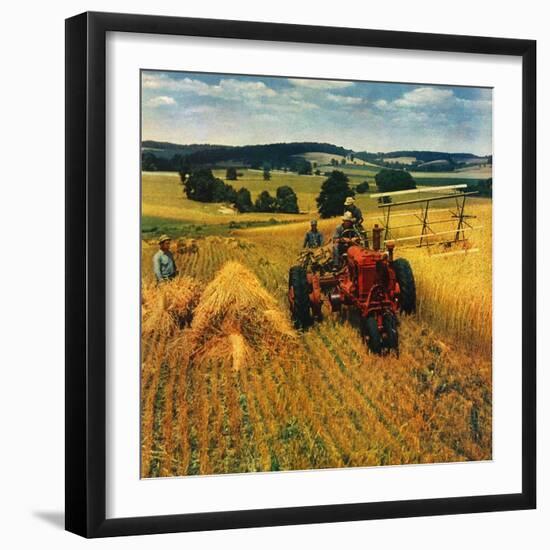"Wheat Harvest,"July 1, 1945-F.P. Sherry-Framed Giclee Print