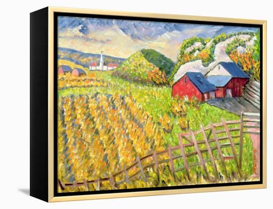 Wheat Harvest, Kamouraska, Quebec-Patricia Eyre-Framed Premier Image Canvas