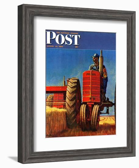 "Wheat Harvest" Saturday Evening Post Cover, August 12, 1950-Mead Schaeffer-Framed Giclee Print