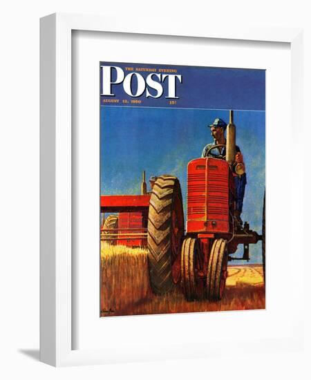 "Wheat Harvest" Saturday Evening Post Cover, August 12, 1950-Mead Schaeffer-Framed Giclee Print