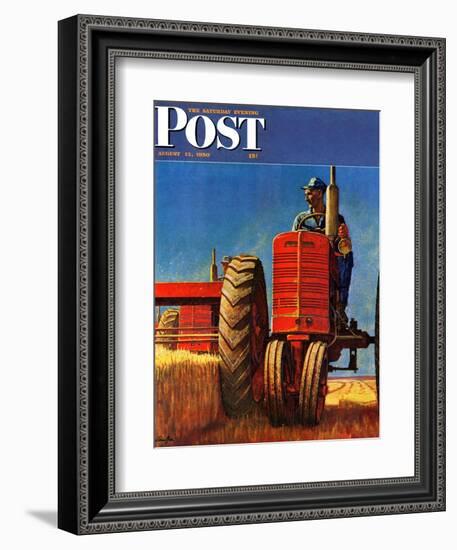 "Wheat Harvest" Saturday Evening Post Cover, August 12, 1950-Mead Schaeffer-Framed Giclee Print