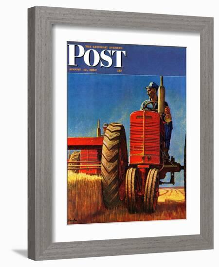 "Wheat Harvest" Saturday Evening Post Cover, August 12, 1950-Mead Schaeffer-Framed Giclee Print
